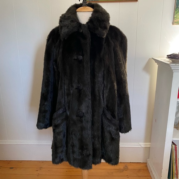 Vintage Jackets & Blazers - Vintage 1970s Sharpee Sharpe of Minneapolis Faux Mink Fur Coat Deep Dark Brown S
